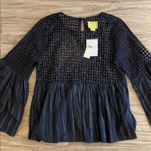 NWT Maeve Anthropologie Black Shimmer Blouse Sz 2
